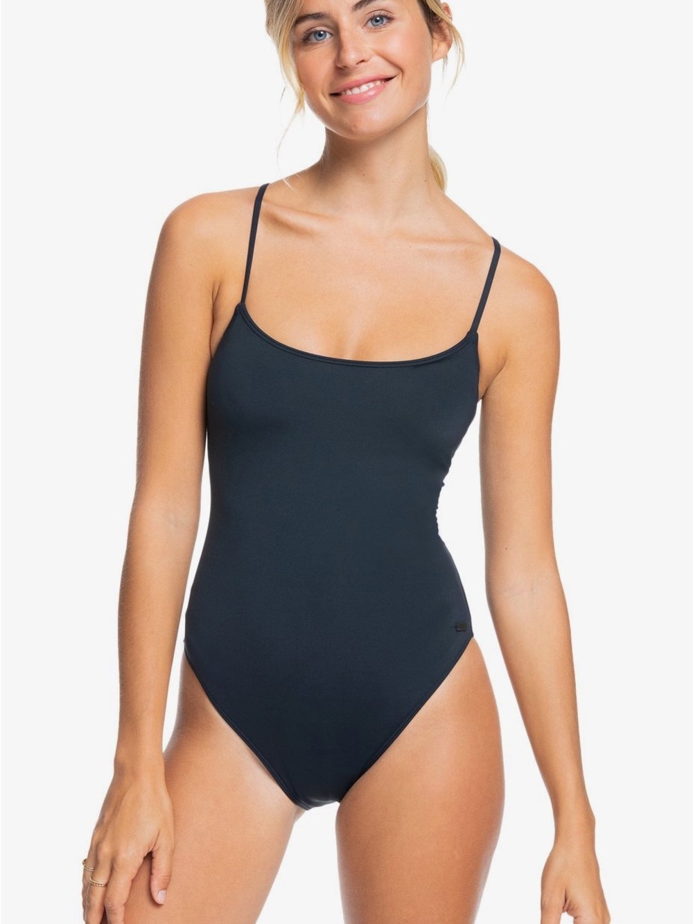ROXY One Piece Beach Classic One-Piece Swimsuit Black Large Strappy Lace-Up Back